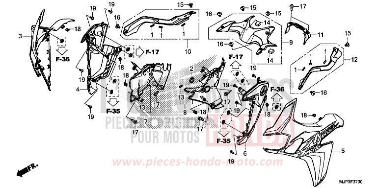 MITTLERER WINDLAUF von Africa Twin VICTORY RED (R334B) von 2017